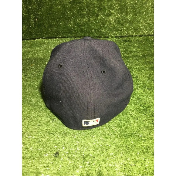 Mens MLB Braves hat snapback new era size 7 1/8 navy/white logo baseball - Picture 2 of 3